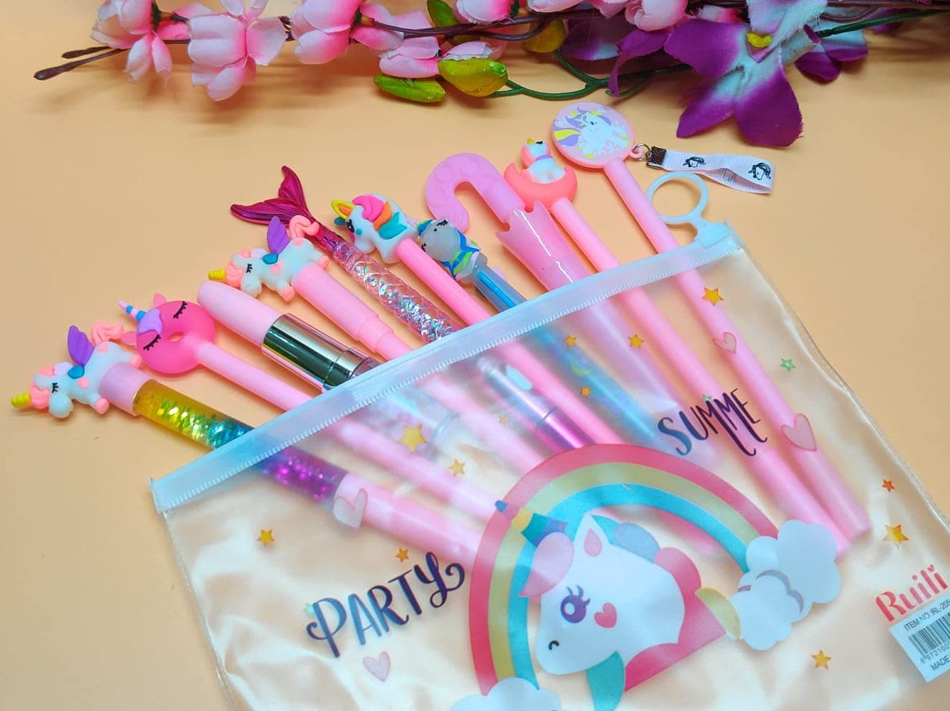 Tera13 Pen for Gift (Pack of 11 Items) Unicorn Pen for Girls | Gel Pen | Glitter Pen | Led Pen | Pen for School Stationary Items | Unicorn Folder | Birthday Return Gifts for Kids