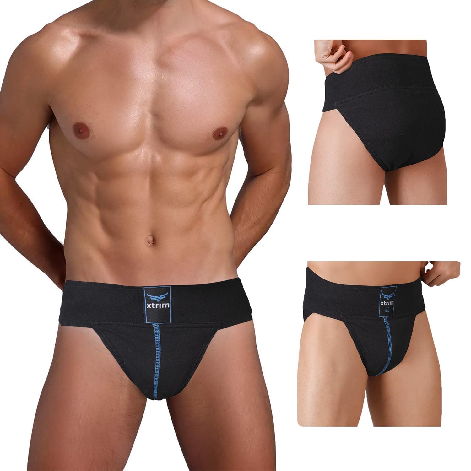XTRIM Men's Gym Supporter Briefs, Stretchable Athletic Underwear | Quick Dry, Moisture Wicking Sports Innerwear for Weightlifting