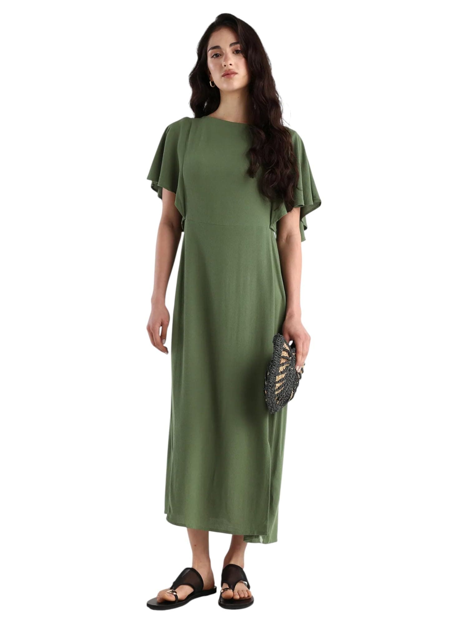 RAREISM FIT and Flare Plain MIDI Dress