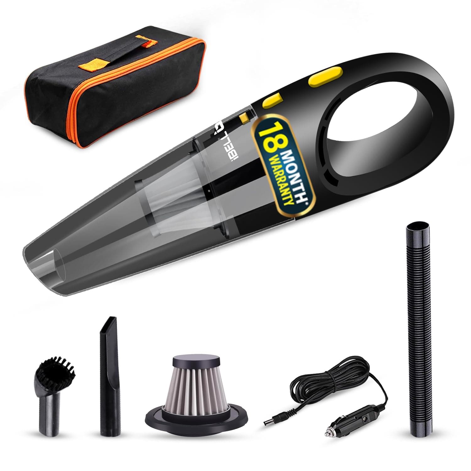 IBELL Car Vacuum Cleaner | Portable Cordless Vacuum Cleaner for Car Use, 120W Wet & Dry, HEPA Filter | 5.5kPa Powerful Suction