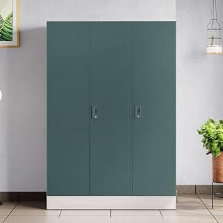 Interio by Godrej Slimline 3 Door Steel Almirah with Locker & Drawer in Textured Sea Pine