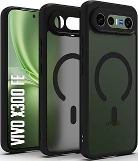 RIGGEAR Shockproof Sleek Hybrid Armor Back Cover Case Compatible with MagSafe Accessories for Vivo X300 FE 5G (Smoke Black Matte PC + Black TPU Bumper)