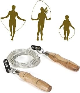 Wooden Handle Skipping Rope with Steel Wire Fitness, Workout, Weight Loss Skipping Rope