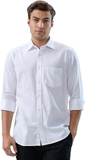 Colorplus Men's Regular Fit Solid Casual Shirt - Pure Cotton Full Sleeve Smart Casual Wear | White