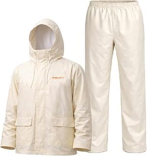 Robustt Robustt PVC Waterproof Rain Suit for Men & Women (Size-XL to XXL) White Rain Coat with Hood, Air Vents & Reflective Strip| Bike Raincoat Pants with Elastic Waist & Snap Button Hem| Unisex Rain Jacket