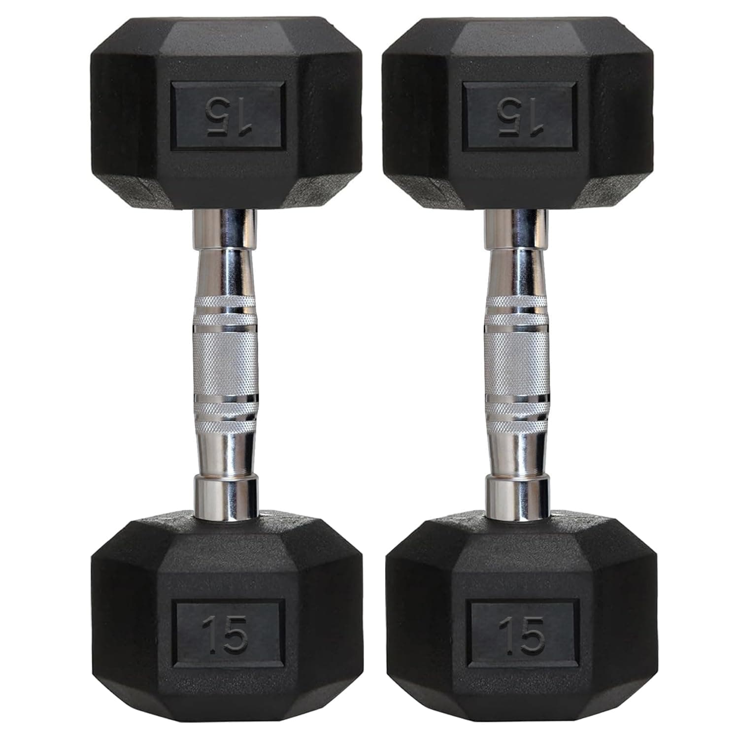 Rubber Coated Hexa Dumbbell Set for Men & Women Professional Exercise Hex Dumbbells for Full Body Workout, Upper & Lower Body Strength Training, Home Gym Exercise. (15kg Pair), Black