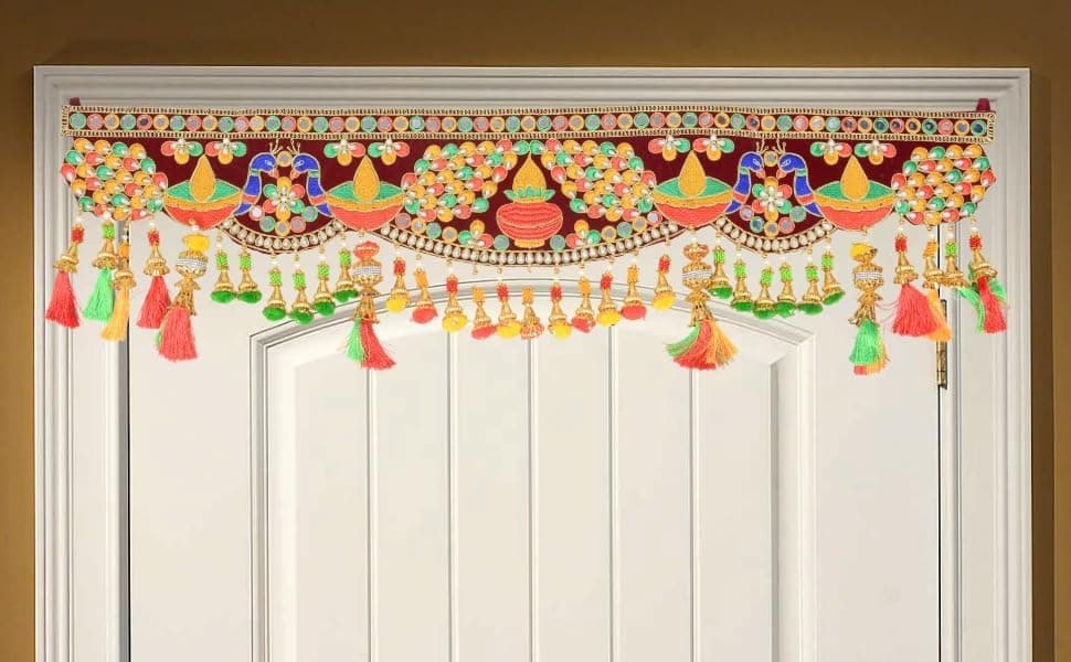 DK trades Handmade Entrance Main Door Hanging Toran Art Door Bandarwal For House Decoration,Diwali Decoration Toran,Toran For Mandir,25 Cm,Multicolor