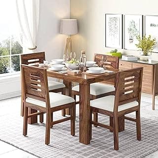 Dining Table with Chair Set || Dining Room Furniture || Dining Table Set || Sheesham Wood Dining Table 4 Seater Set || Wooden Dining Table 4 Seater || Home Furniture Dining Table || Brown Finish