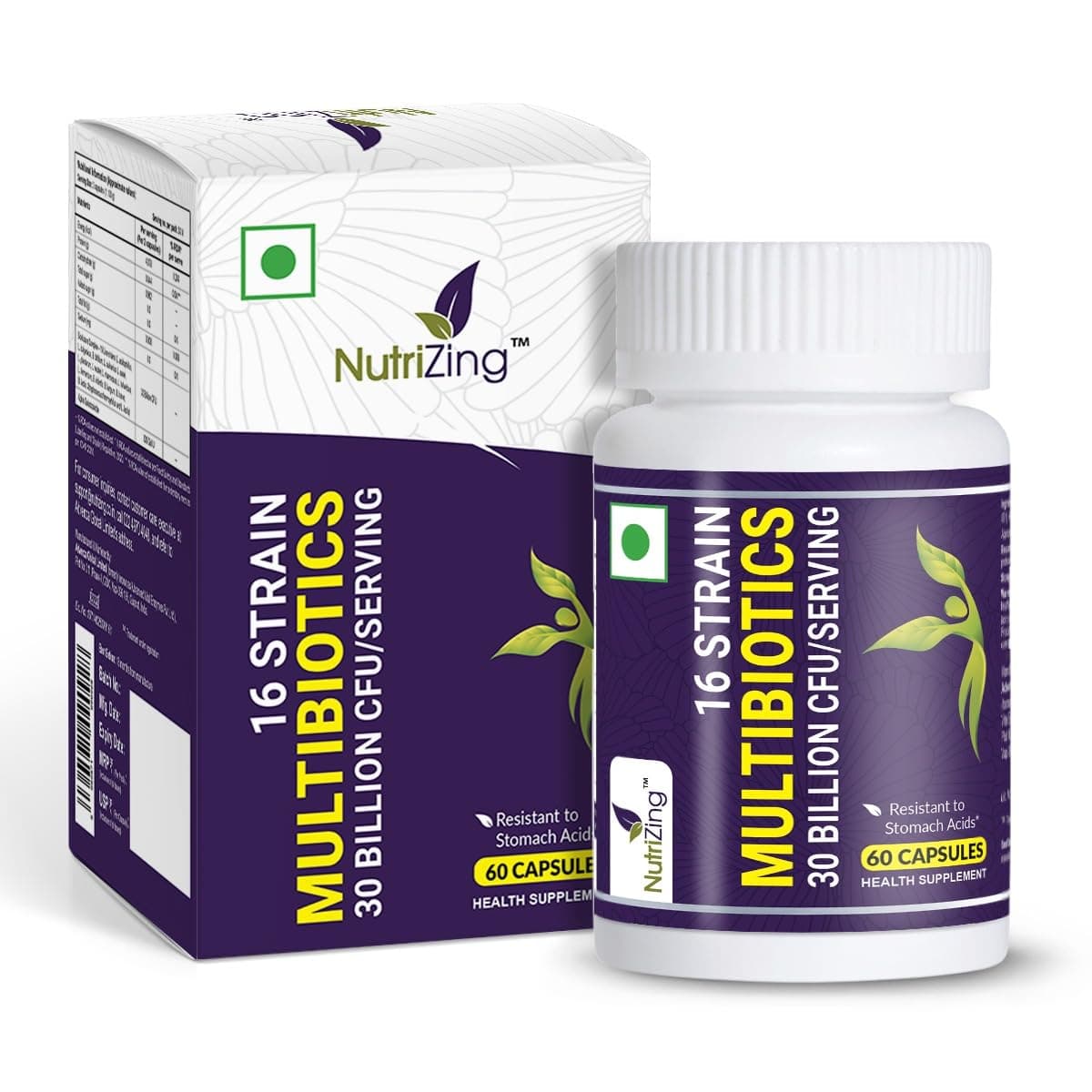 NutriZing Bio Cultures Complex Probiotics for Gut Health - High Strength 30 Billion CFU with 16 Bacterial Cultures - Vegan Gut Health Supplements - Probiotics for Men & Women - 60 Capsules