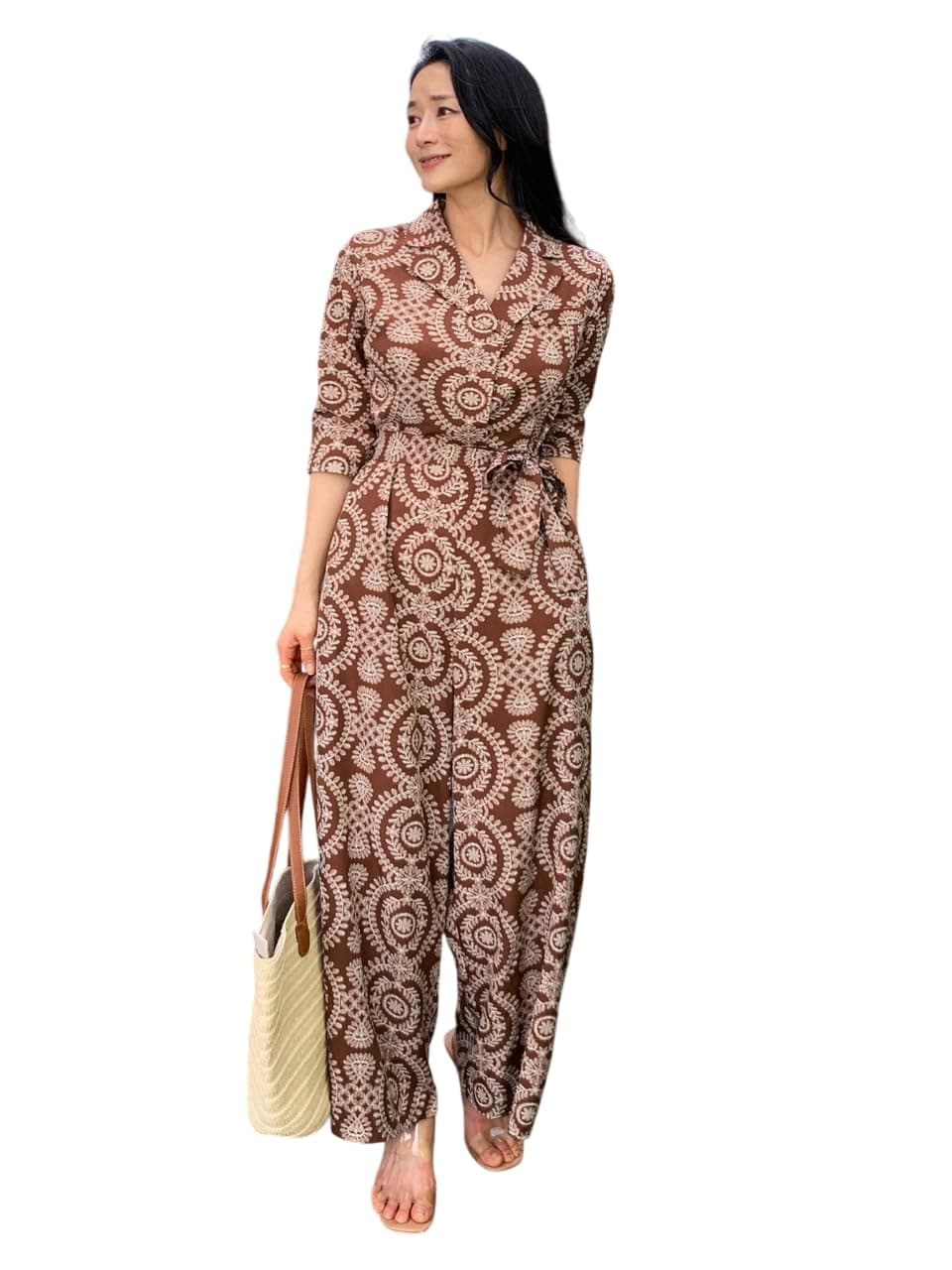 LITZO Dress for Women | Long Rayon Dress for Women's | Floral Wide Leg Long Jumpsuit with Pockets | Regular Jumpsuit for Women (134-136)