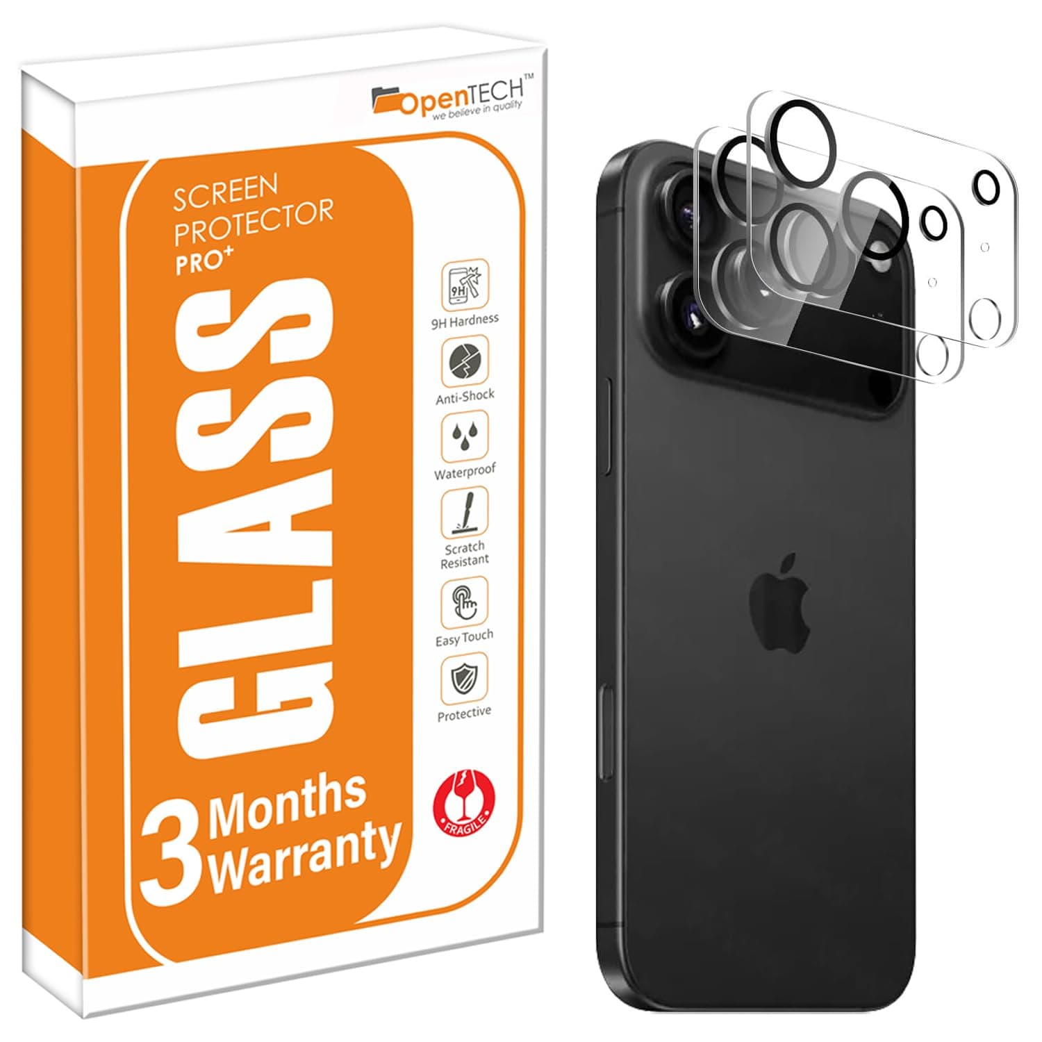 OpenTech® Premium Camera Lens Protector Tempered Glass Compatible For iPhone 17 Pro With Edge To Edge Coverage (Full Transparent) (Pack of Two)