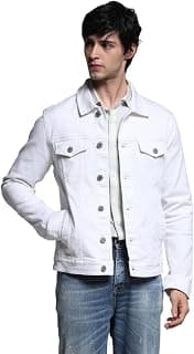 JACK & JONES Men's Spread Collar Cotton Standard Length Washed Denim Jacket