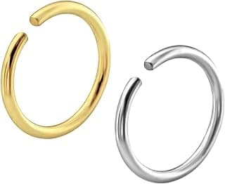 Via Mazzini Surgical Steel 8mm No Rusting Pack Of 2 Pcs Clip-On Non-Pierced Nose Ring For Women And Girls (NR0115) 2 Pcs