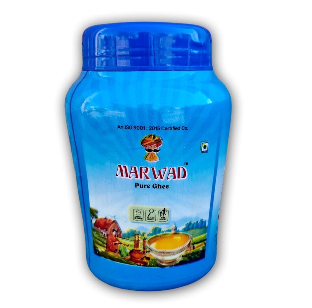 Marwad Pure and Healthy Desi Cow Ghee 500 Gm-Plastic Pack | Handmade Curd Churning Bilona Method with Village Tase | Grassfed, Cultured, Premium & Traditional Ghee (500 Gm-Plastic-Pack)