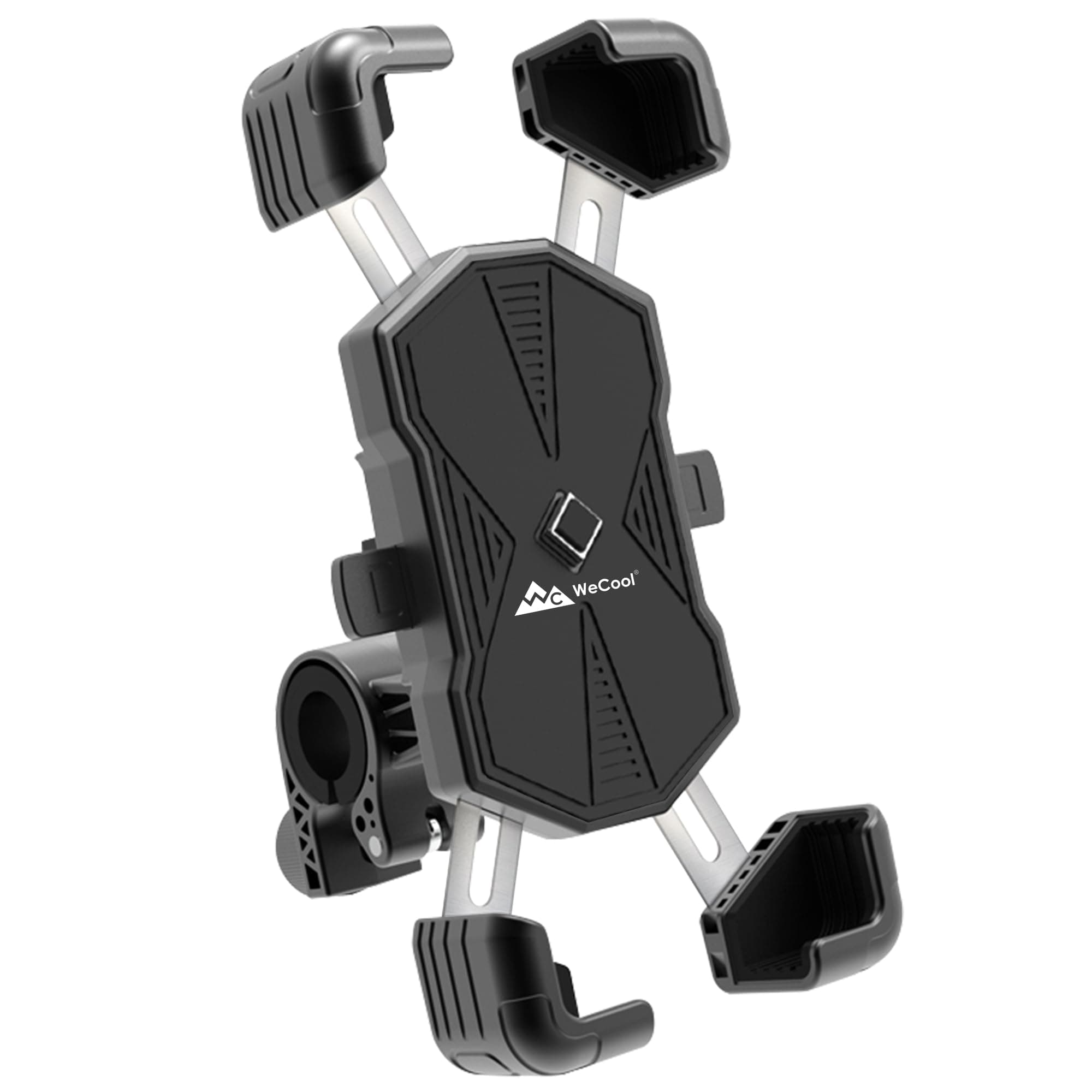WeCool B4 360° Rotational Stable Mobile Holder for Bikes with 4 Arm Strong Protection,Mobile Stand for Bike Handle with One Click Locking,Perfect for Mounting Smartphones,Map & GPS Devices - Black