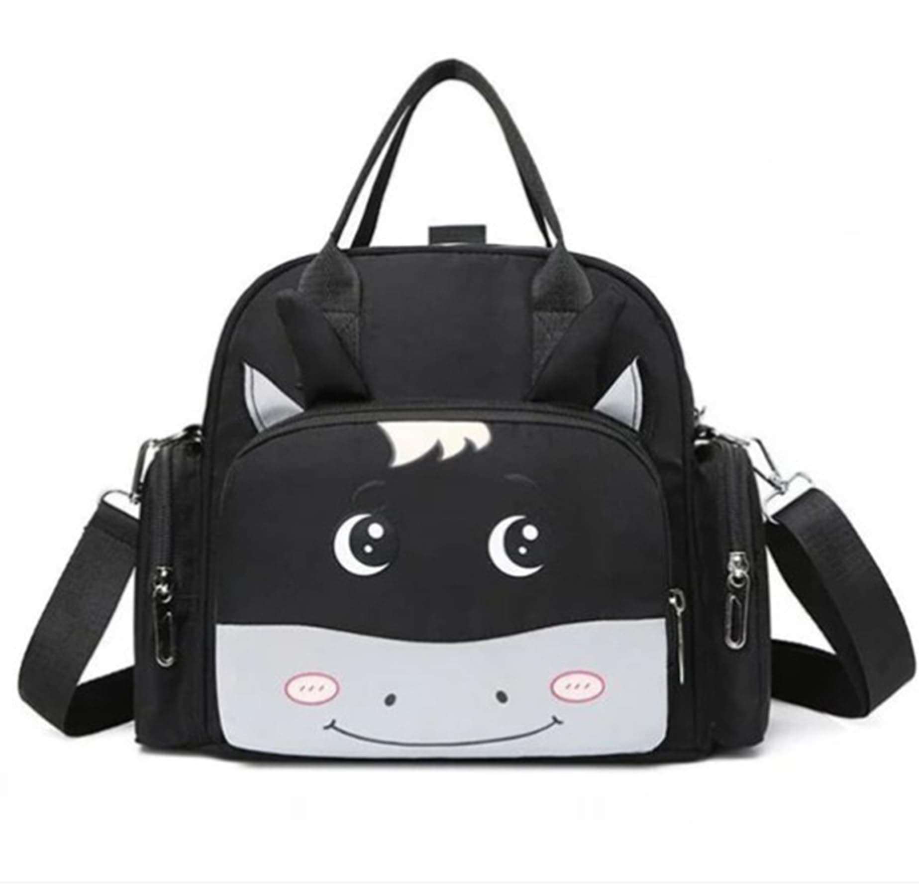 Winnies Diaper Tote Cum Backpack Maternity Bag for Moms | Stylish Lightweight Mother Bags with Zipper Closure & Adjustable Shoulder Strap | Baby Travel Organiser (Black)