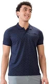 Parx Men Regular Fit Print Pattern Cotton Polyester Blend Polo Neck Half Sleeve Casual T-Shirt