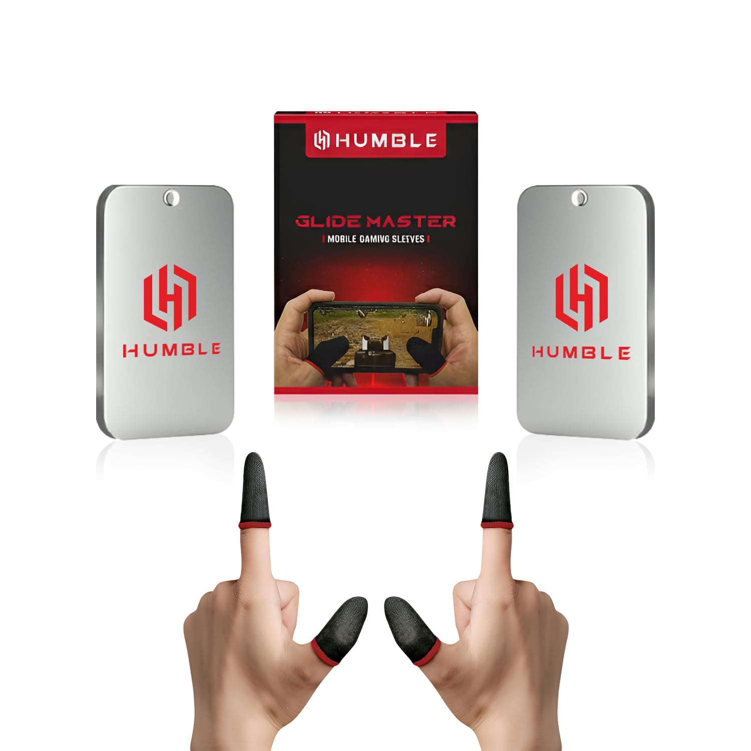 Humble® Mobile Gaming Thumb & Finger Sleeves, Anti-Slip Sweat-Proof High Precision Touch-Sensitive for PUBG, BGMI, COD Mobile & Free Fire - Breathable, Washable & Universal Fit – 2 Pairs (4 Pcs)