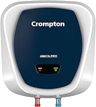 Crompton Amica Pro 15 Ltr Storage Water Heater | 2000W Heating Element | 5 Star BEE Rated | Glassline Tank |Rust-Proof Body | High-Rise Compatible | 2Y Product & Element, 5Y Tank Warranty (White-Blue)