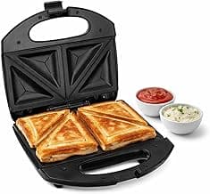 Lifelong 750W 4-Slice Sandwich Maker for Grilling & Toasting | Non-Stick Dual Grill Plates | Quick & Even Heating | Cool Touch Handle with Press Lock | Smart Light Indicator | Easy to Clean (Black)