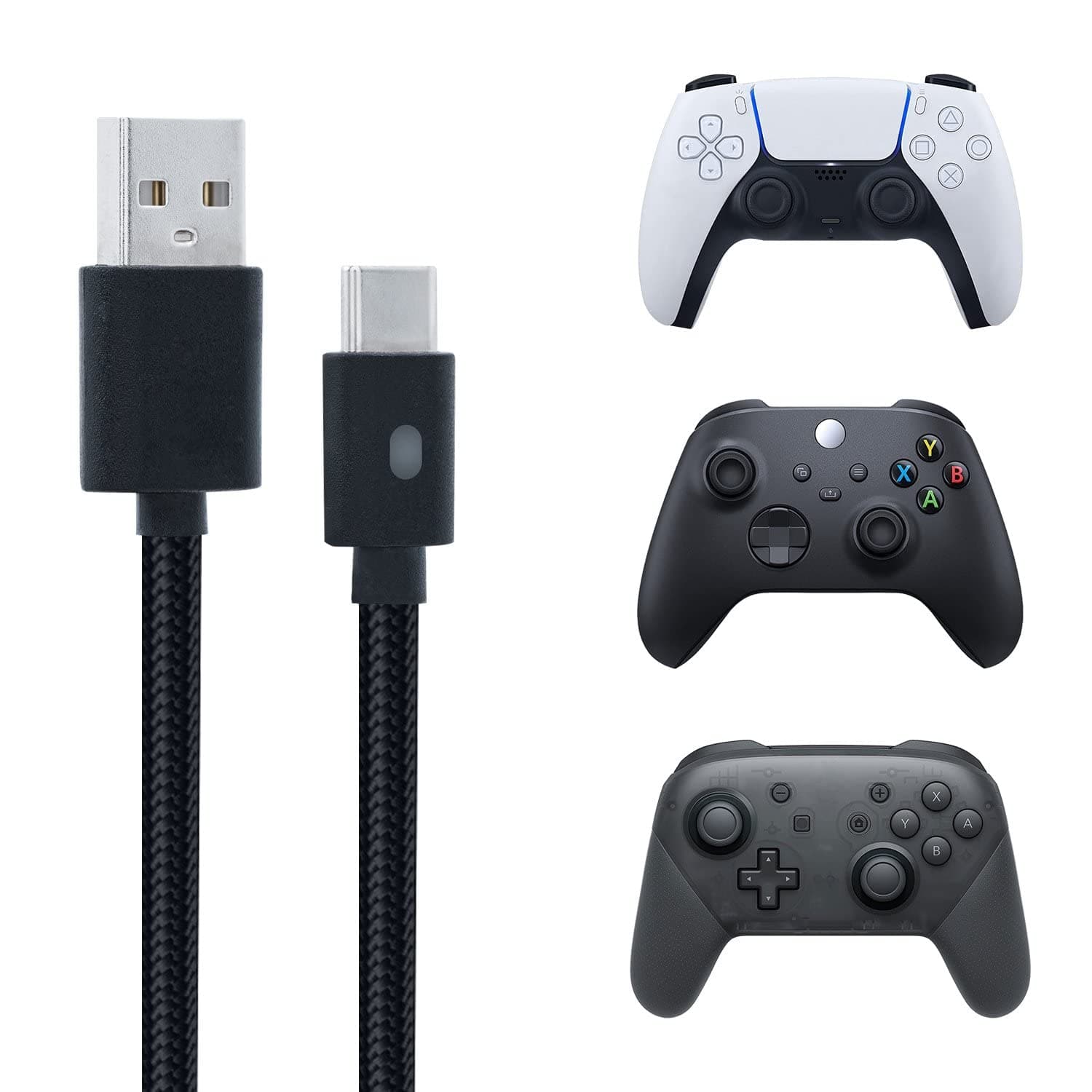 New World For PS5 Controller Charging Cable TYPE-C USB Charging Cable For PS5 Controller for XBox Series X ,Xbox Series S,Nin-tendo Switch Controller and Mobile Phone with Charging Indicator Light 3 Meter Long Cable