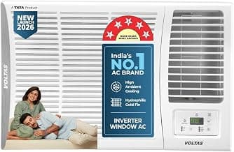 Voltas 1.5 ton 5 Star Inverter Window AC (Copper, 2-in-1 Cooling Modes, Anti-Dust Filter, 2-Way Swing, Memory Restart, Sleep Mode (185INV ELITE, White)
