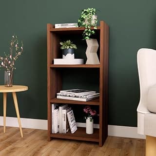 ECOLINE Book Shelf for Home Library with Assembly | Laminated Engineered Wood Storage Rack for Living Room, Office, Kitchen, Bedroom (Walnut, 3 Layer)