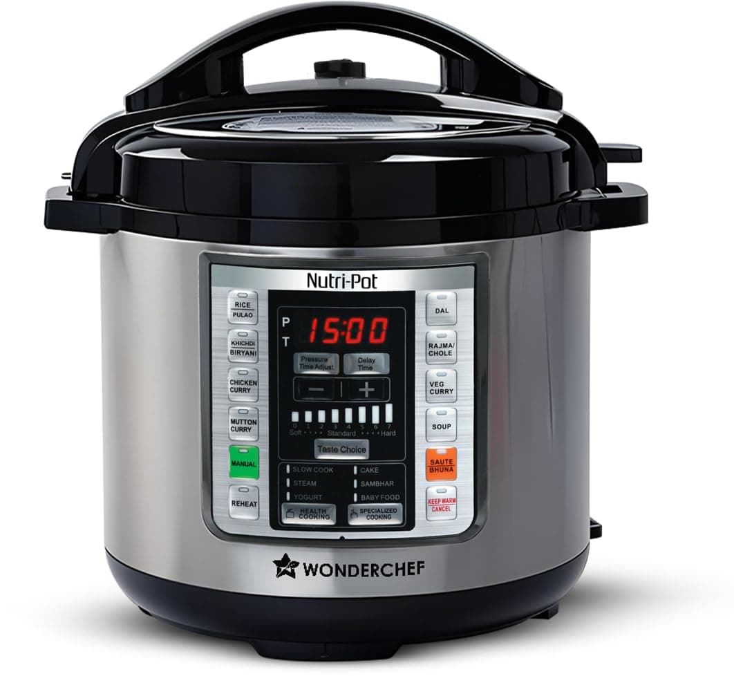 Wonderchef Nutri-Pot Electric Pressure Cooker with 7-in-1 Functions|18 pre-set functions|Pressure Cooking, Saute/Pan Frying, Slow Cooking, R-41236756 |3L capacity
