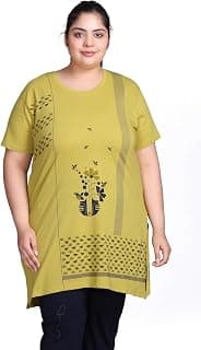 RYSH Women's Cotton Plus Size Printed Kurti Half Sleeve with Pockets