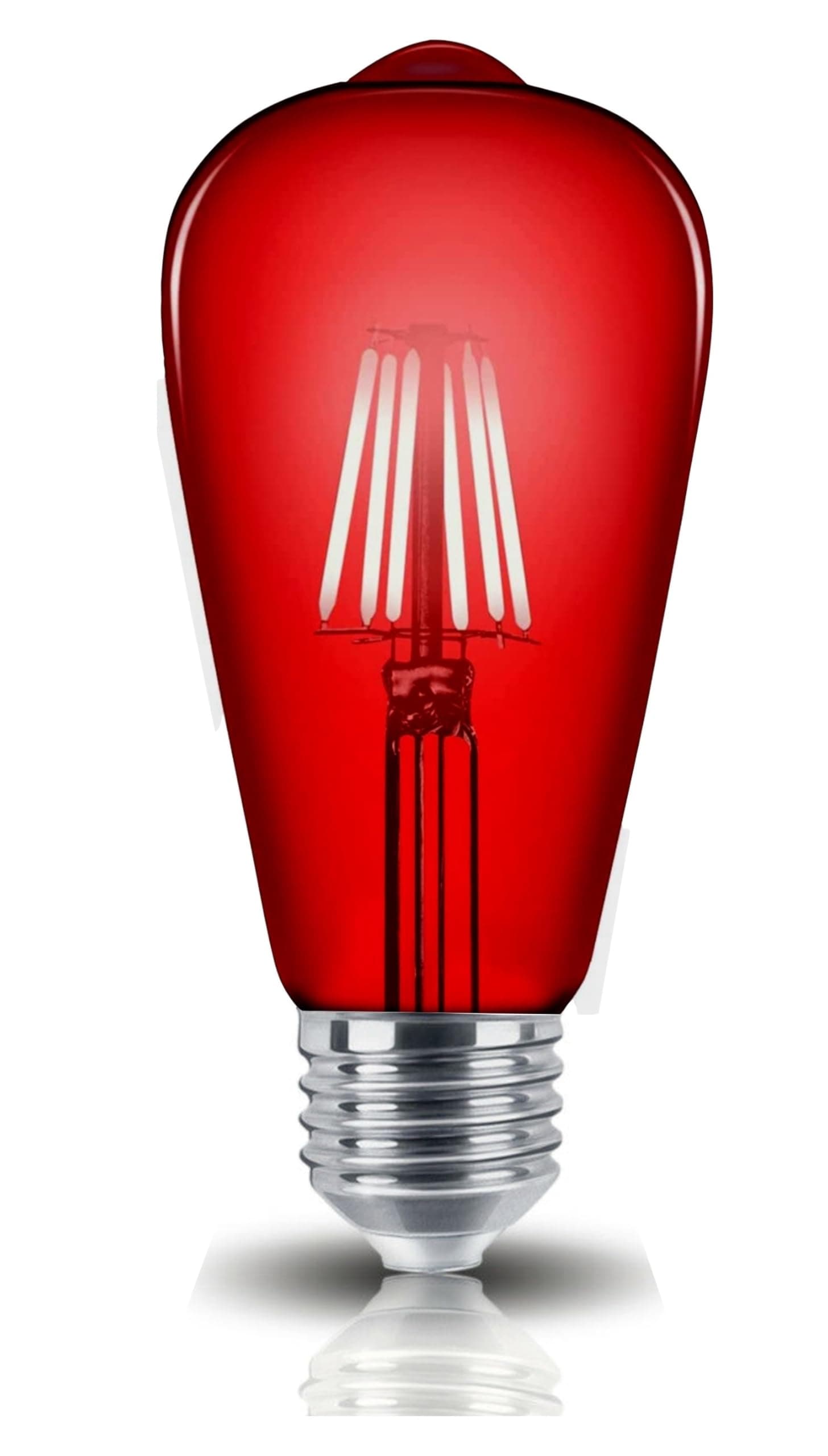 FTLGY Vintage 4 Watt LED Filament Decorative Bulb ST64, Clear Glass Edison Style, Red Light Color, Energy Saving Vintage Bulb for Pendant & Wall Lamps (1)