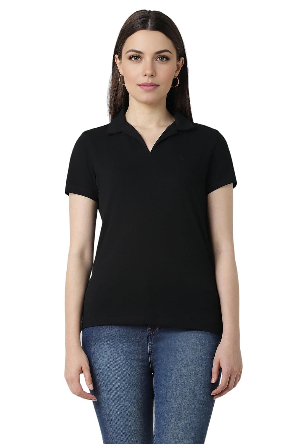 Van Heusen Women's Solid Regular Fit T-Shirt
