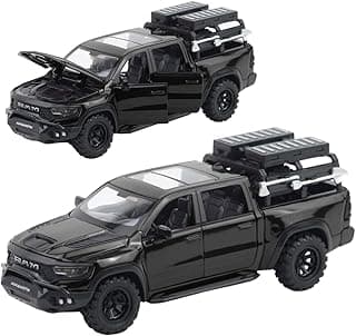JOY JUNCTION RAM Mammoth Pick-Up Model Car 1:32 Exclusive Alloy Metal Pull Back Die-cast Car Die-cast Metal Pullback Toy car with Openable Doors & Light Music ((Black)