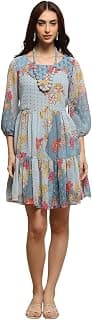 BIBA Women Casual Dress Knee-Length Polyester Tiered Dress