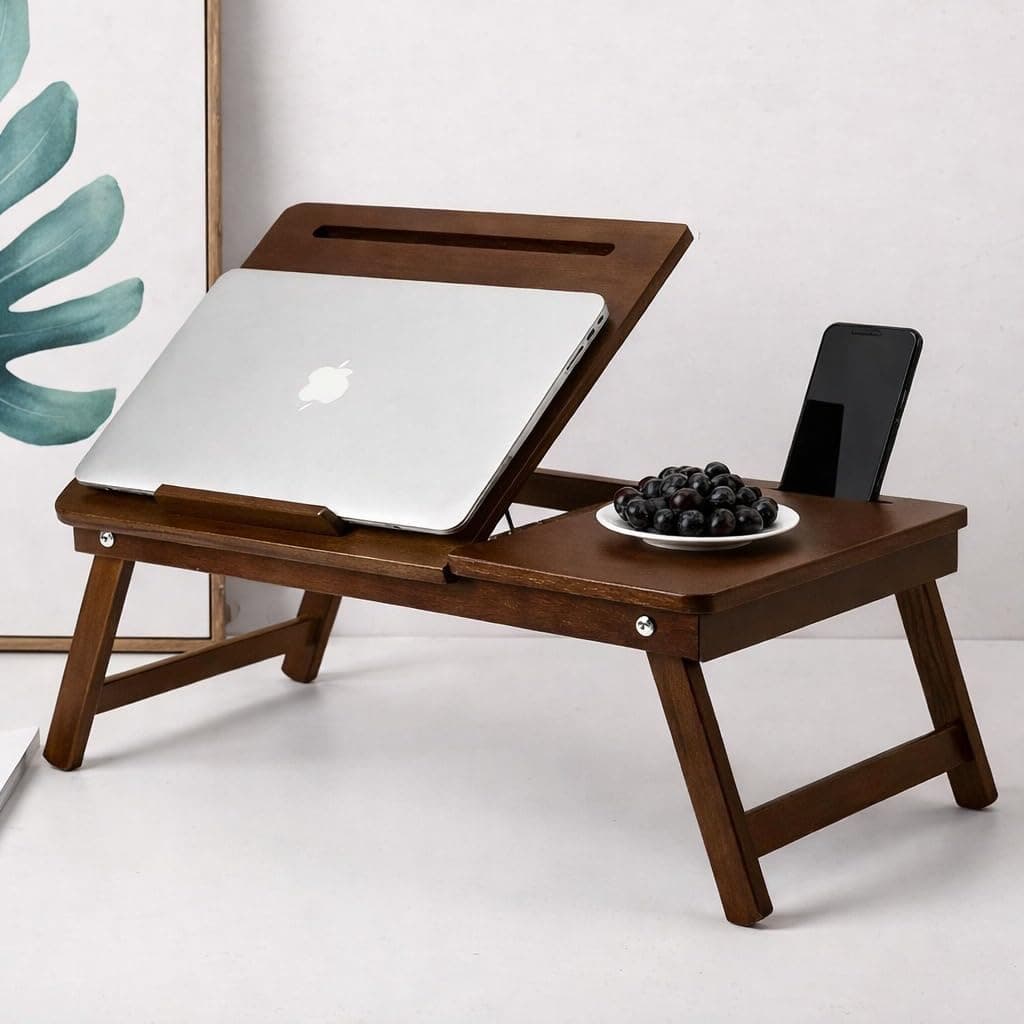 DDS Dream Decor Shoppee Portable Laptop Table Adjustable Height with 1 Drawer (Brown)
