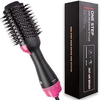 3 in 1 1000 Watts Hair Dryer and Volumizer for Women, Hot Air Brush, Styling Brush Styler, Negative Ion Hair Straightener and Curler Brush for All Hairstyle (Multicolor)