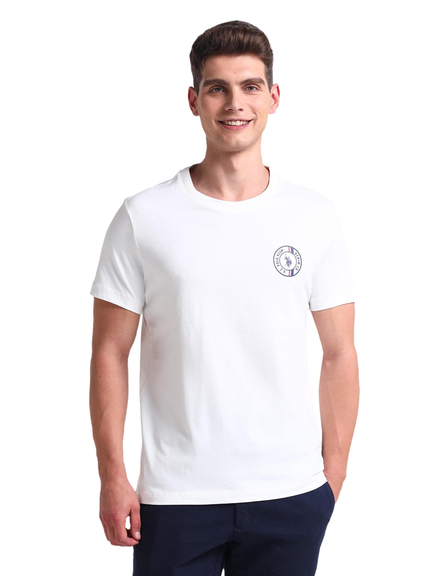 U.S. Polo ASSN. Solid Cotton T-Shirts for Men - 100% Cotton, Breathable & Comfortable, Half Sleeves Mens Casual T Shirts