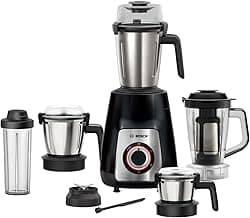 Bosch TrueMixx Pro 1100W Mixer Grinder | German Engineering for Precision Grinding | 5 Jars including Blend & Carry Jar | Hands-Free Operation with Lid Locks | 5 Year Motor Warranty 【MG8915A1KI】