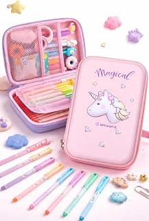 Brand Conquer Big Size Eva 3D Cover Large Capacity Unicorn Pencil Case Compass With Compartments, School Organizer Students Kids, Stationery Box Kids(Big Size Magical Unicorn Pencil Case, pink)