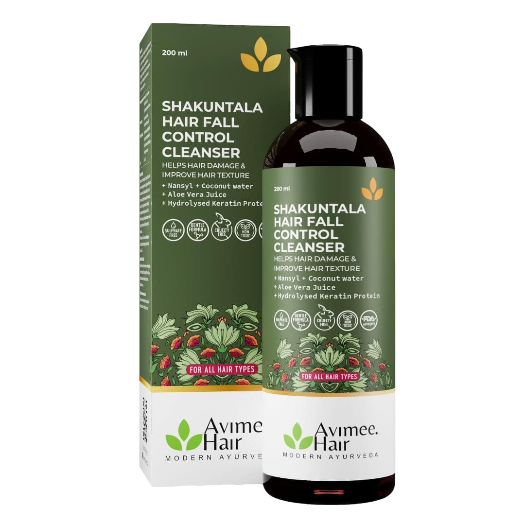 Avimee Herbal Shakuntala Hair Cleanser Shampoo For Hair Fall Control | With Keratin Protein & Nansyl | For Strong and Shiny Hair | Sulphate & Paraben Free For Men and Women | 200 mL
