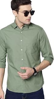 Dennis Lingo Men Cotton Solid Slim Fit Casual Shirts