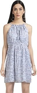 FabAlley Women Blue Floral Strappy Mini Dress