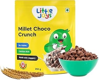 Little Joys Millet Choco Crunch | Healthy Breakfast Cereal for Kids | Made with Ragi, Jowar, Foxtail & Red Rice | No Maida, No Refined Sugar | Sweetened with Jaggery | 250gm