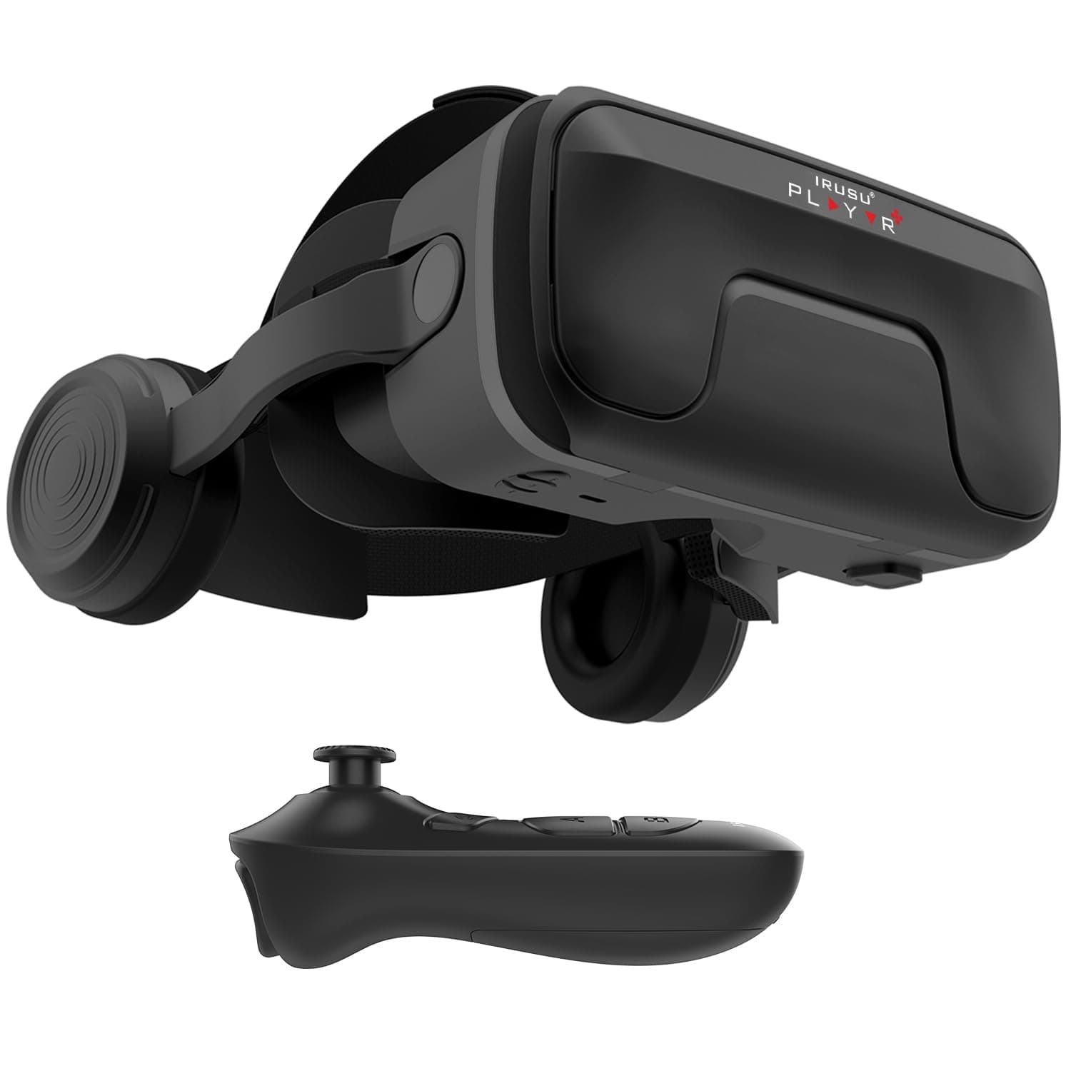 Irusu Play VR Ultra 3D VR Headset for Mobile - Virtual Reality Headset with 40MM HD Anti blueray Coated Lens,Controller,Stereo Headphones,Type C Connector,Inbuilt Touch Button for Mobile VR Gaming.
