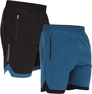 NINQ Mens 2 Pack Polyester Yoga Short Men Summer Running Gym Sports Shorts with Pockets Shorts for Men (in, Alpha, M, Regular, Black)