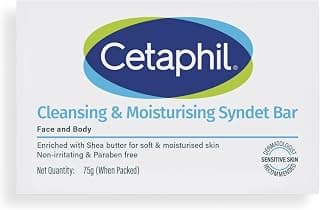Cetaphil Cleansing and Moisturising Syndet Bar, Shea Butter,For Face & Body, Sensitive skin, 75g, Pack of 1