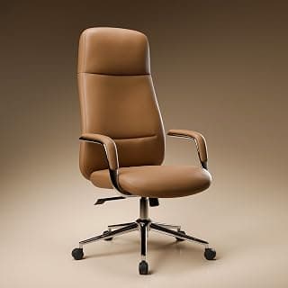 Green Soul Oslo Premium Boss Chair | Minimal Scandinavian Design | Ergonomic Faux Leather Executive Office Chair with Cushioned Seat | Chrome Finish | High Back (Tan)
