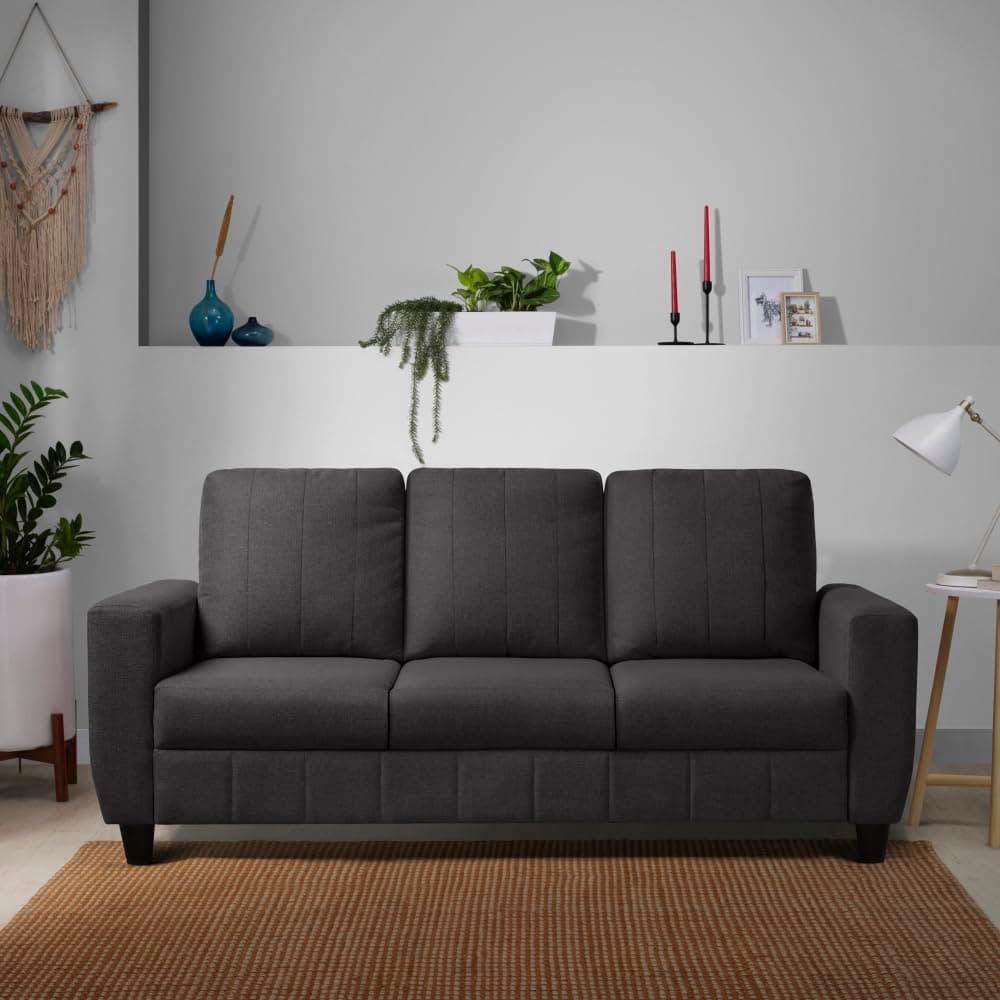 Sleepyhead Bae Designed by Duroflex - 3 Seater Sofa Chair, Premium Fabric |Space-Saving Design |Comfort & Easy Maintenance |3 Years Warranty |Stylish Three Seater for Living Room - Woody Brown