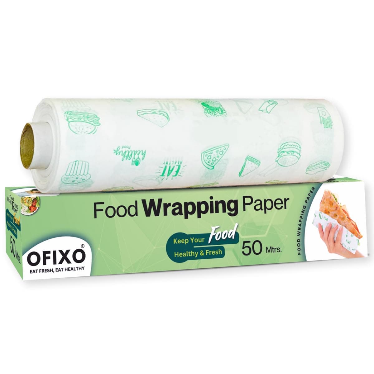OFIXO Food WRAP Multipurpose Food Wrapping Paper | 50 Meter | Perfect Premium Food Wrapping Paper for Cooking, Baking, Packing and Serving Foods (Pack of 1)