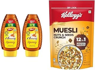 Dabur Honey Squeezy Pack 1400g (700g) || Kellogg's Muesli Nuts Delight 1000 Gd || Kellogg's Muesli 0% Added Sugar 500 G