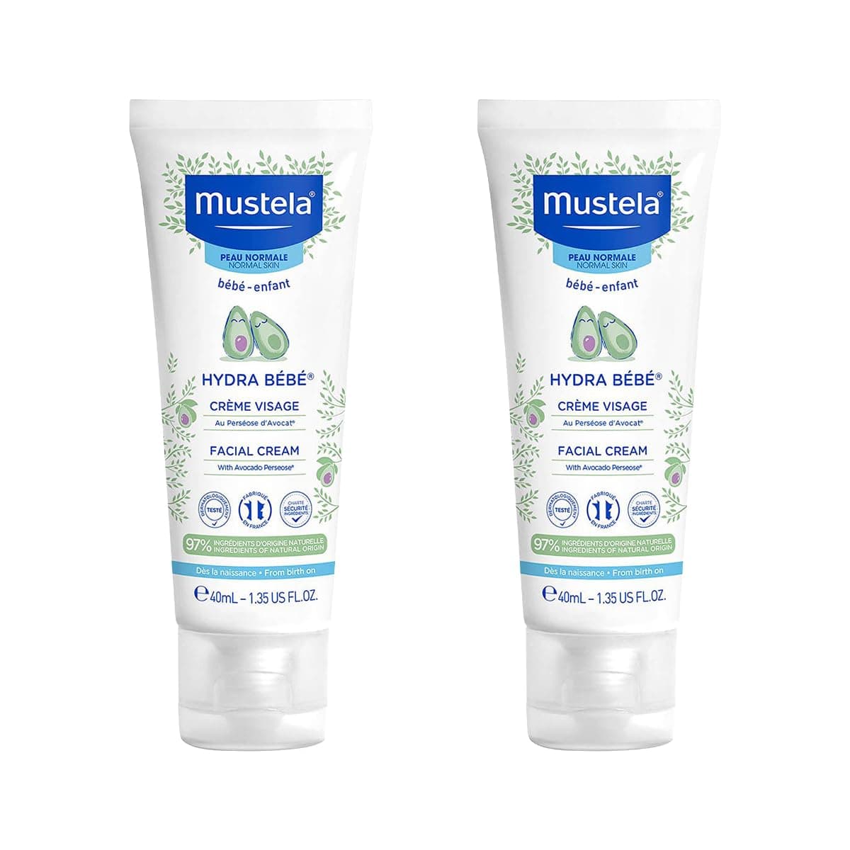 Mustela Hydra Bebe Facial Cream With Vitamin E - Combo Pack - 80ml (2 x 40ml) | baby Face Nourishing moisturizer